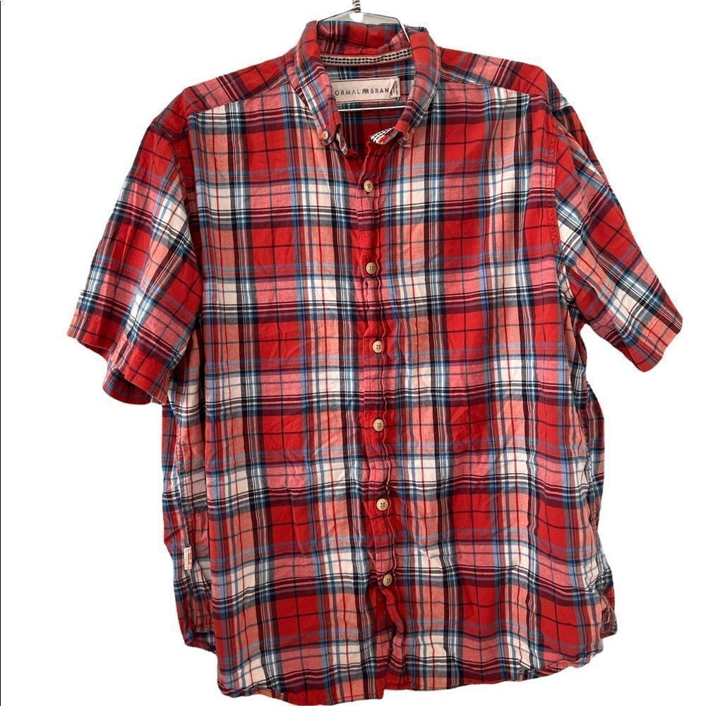 The Normal Brand Red Plaid Button down short sleeve L